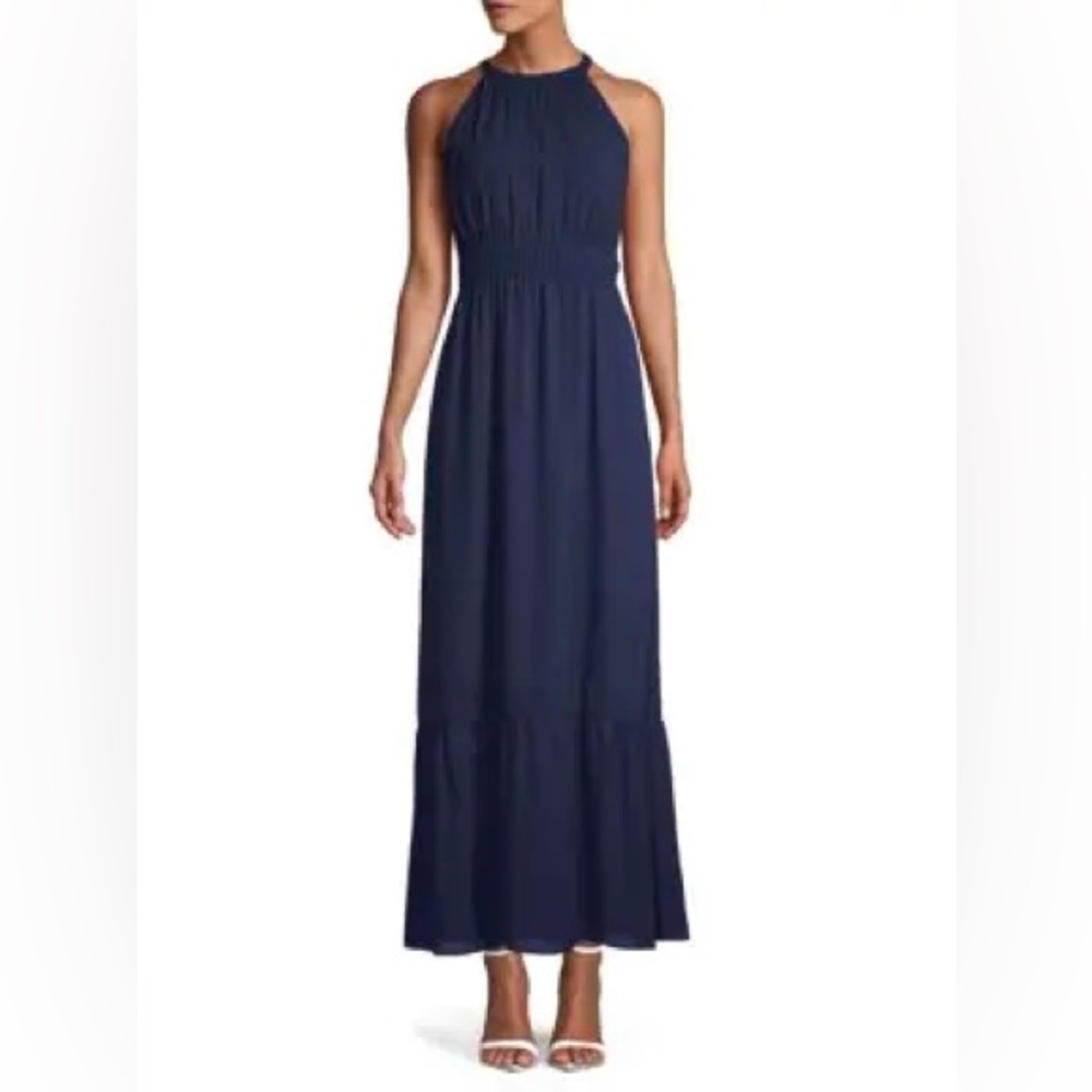 Saks Fifth Avenue size 10 Navy Dobby Maxi Dress